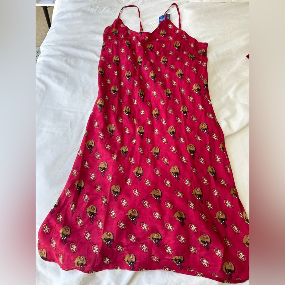 NWT Vintage Team NFL by Promoves 100% Silk Pajama Nightdress San Francisco 49ers